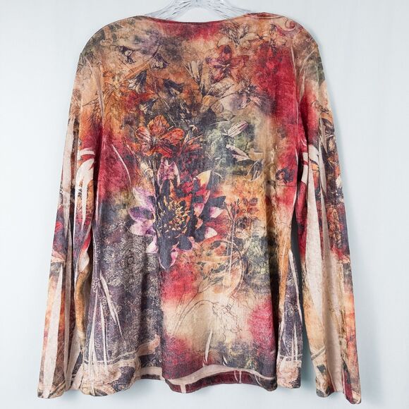 Susan Lawrence Velvet Square Neck Floral Top Womens Large Fairy Artsy Whimsigoth - Picture 2 of 13